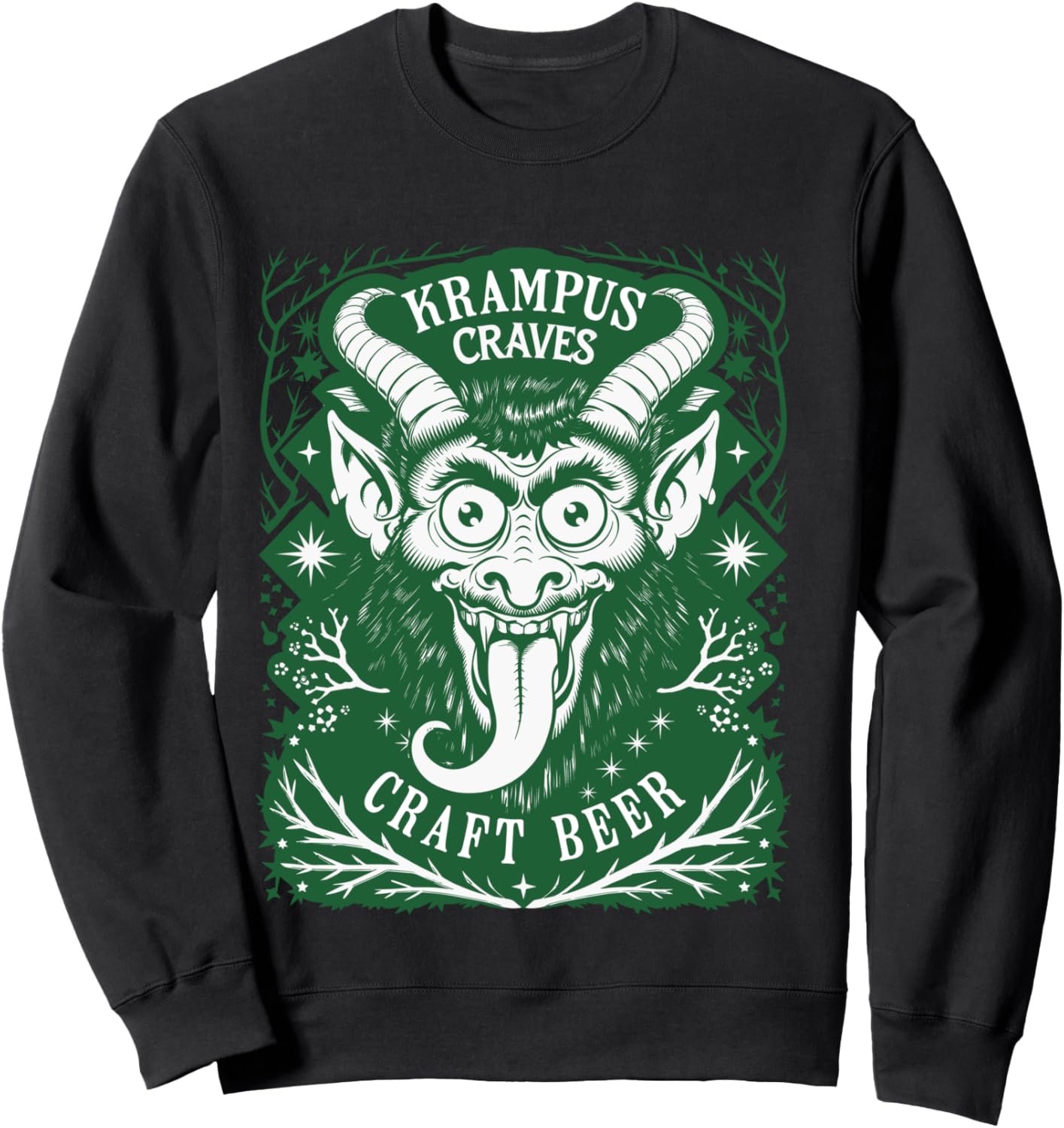 Krampus Craves Craft Beer for Funny German Krampus Folklore Sweatshirt - Sweatshirt | Black