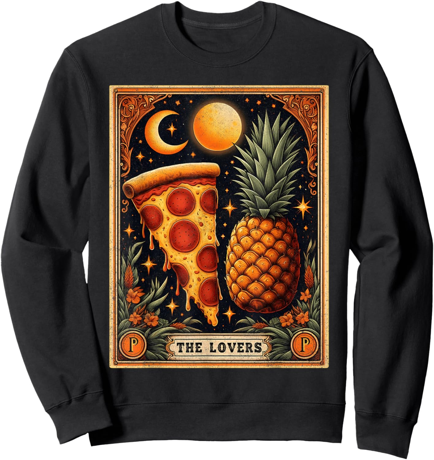 The Lovers Tarot Card Shirt Hawaiian Pineapple Pizza Lover Sweatshirt - Sweatshirt | Black