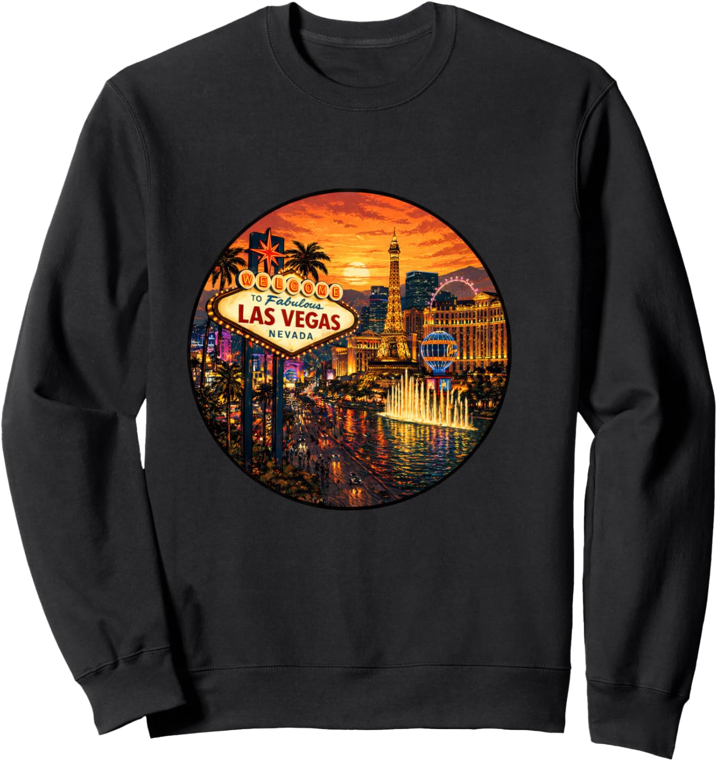 Vegas Sunset Design Urlaubsträume Langarmshirt Sweatshirt - Sweatshirt | Black