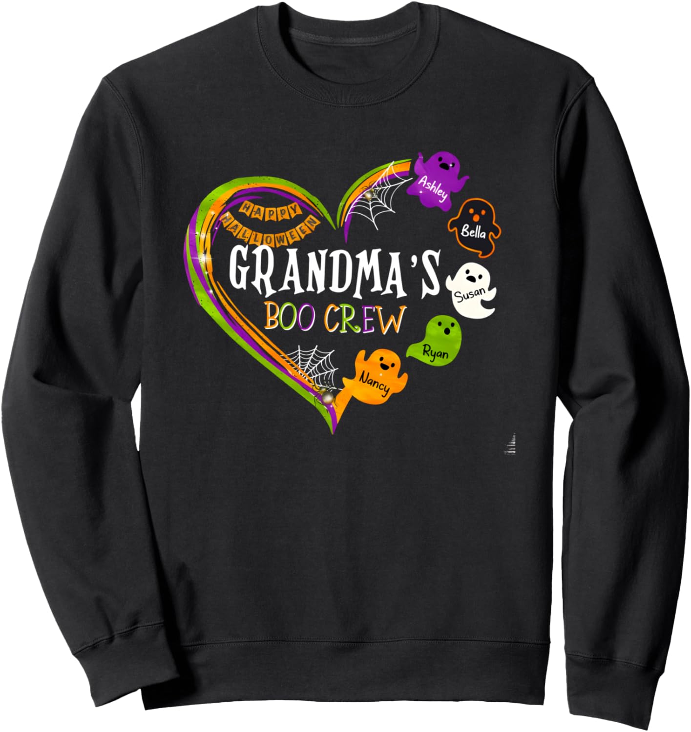 Grandma Halloween Grandma Boo Crew Spooky Grandma Sweatshirt - Sweatshirt | Black