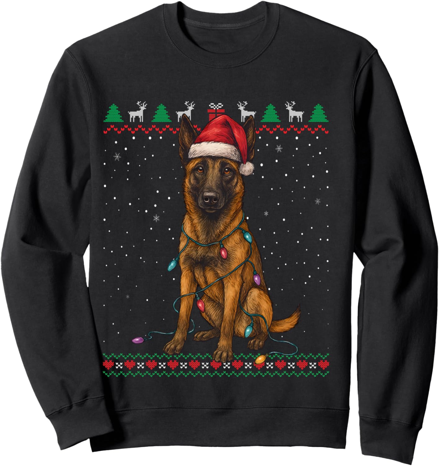Malinois Belgian Ugly and Funny Christmas Jumper Sweatshirt - Sweatshirt | Black