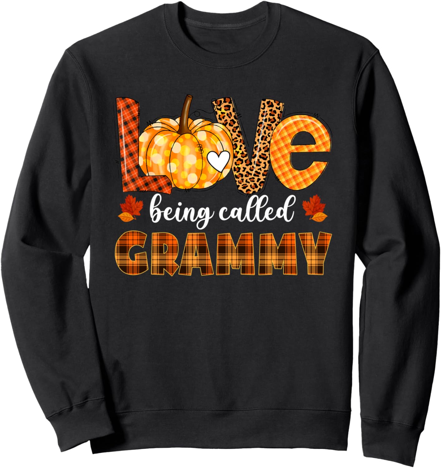 Leopard Pumpkin Love Being Called Grammy Fall Thanksgiving Sweatshirt - Sweatshirt | Black