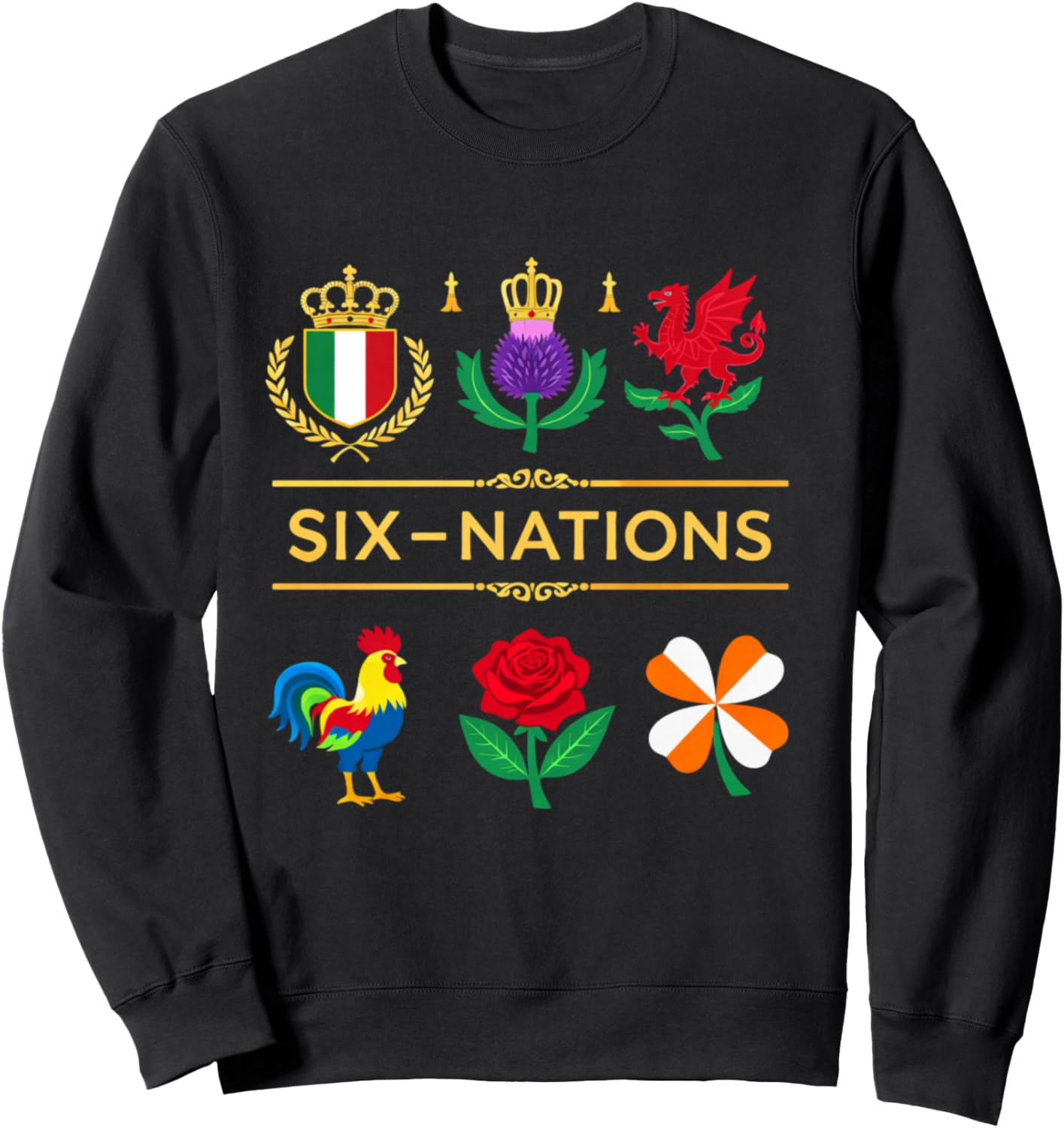 6 Nations Rugby Tournament Six Nation's Rugbyman Supporter Fun Sweatshirt - Sweatshirt | Black