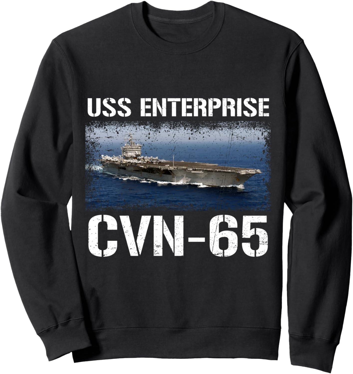 USS Enterprise CVN-65 Veteran Aircraft Carrier Flag USA Sweatshirt - Sweatshirt | Black