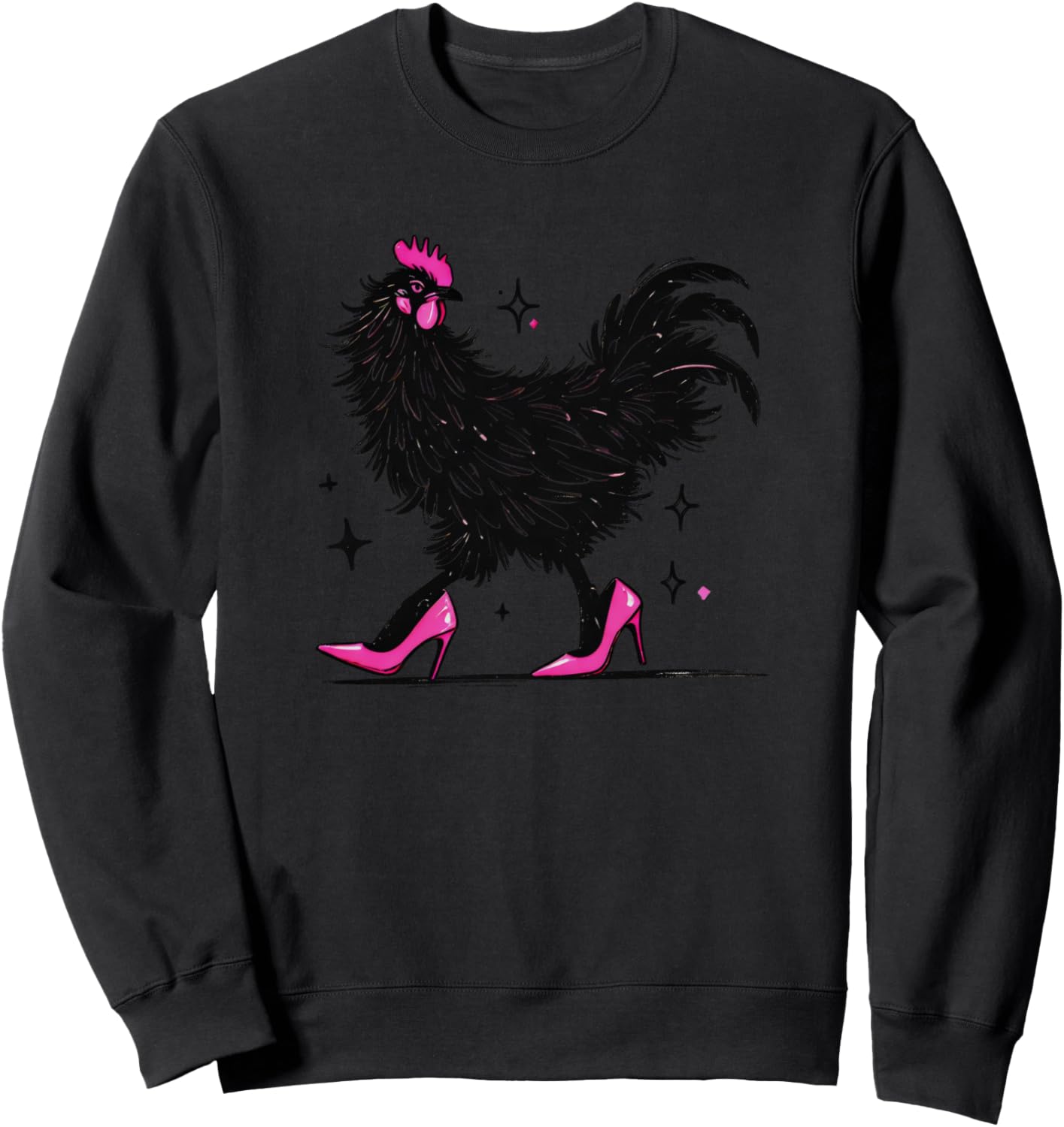 Crazy Chicken in Pink Heels Color Sweatshirt - Sweatshirt | Black