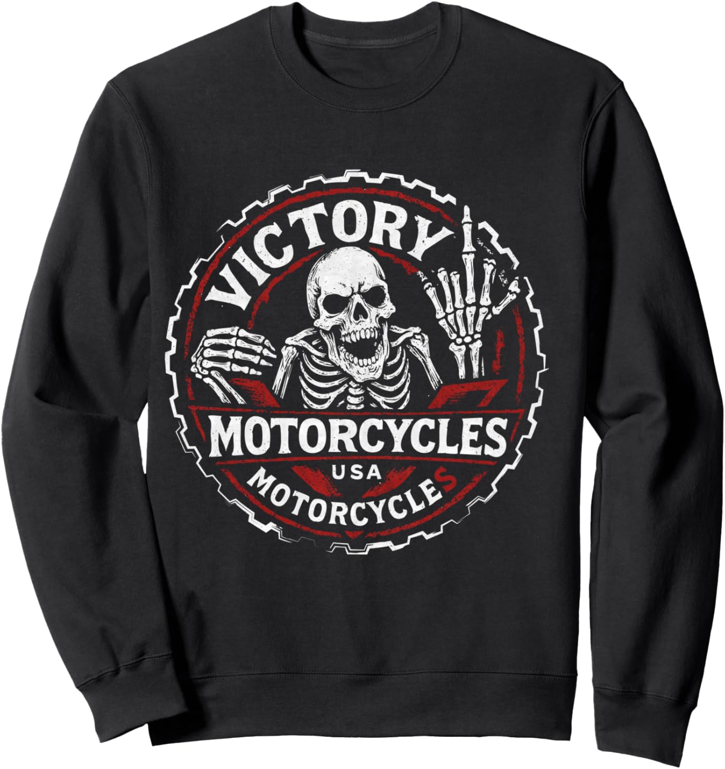 Vintage American Motor Cycles Victory USA Skelett Lustig Langarmshirt Sweatshirt - Sweatshirt | Black