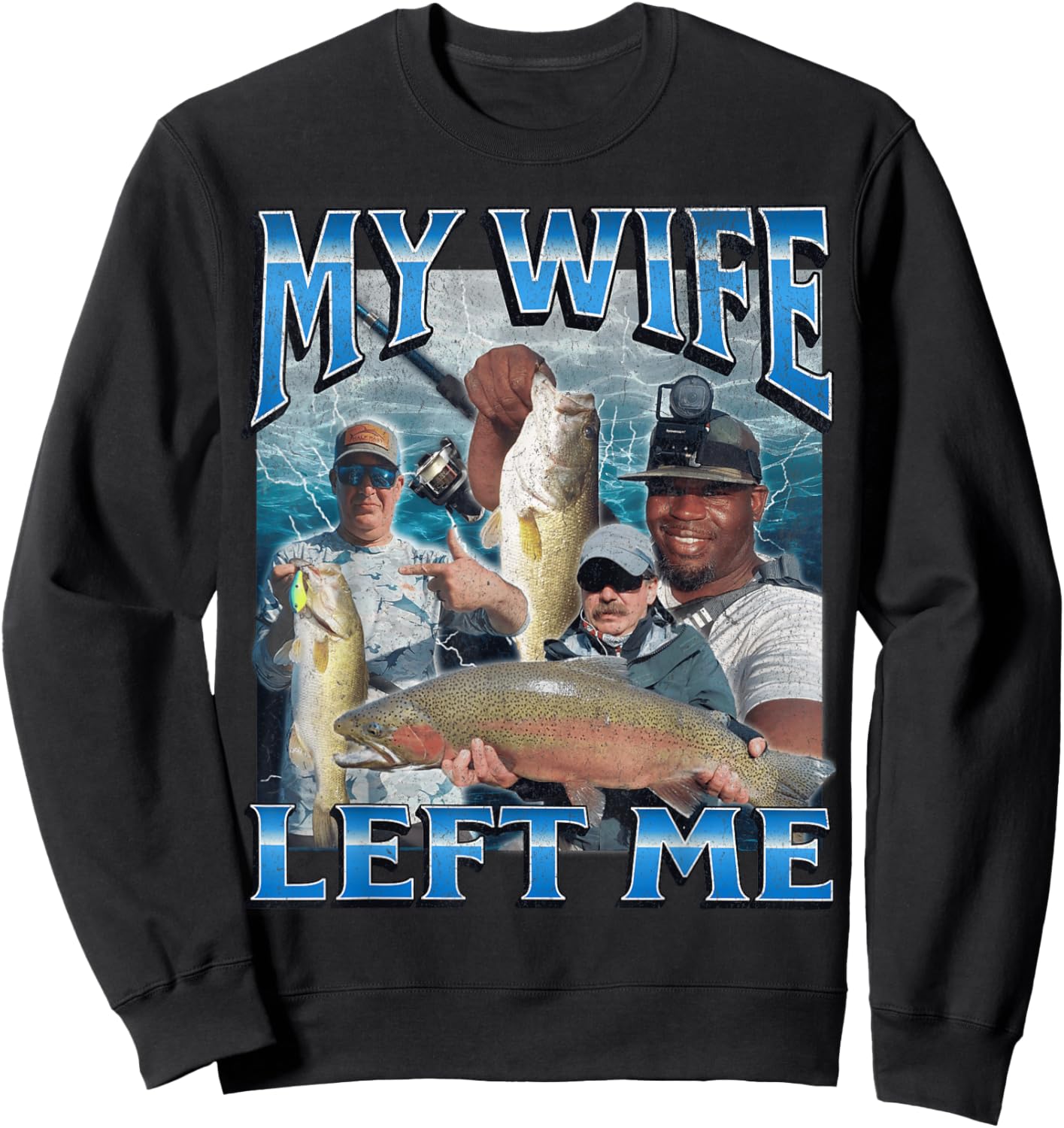 MildlyPerturbed -Adults & Kids Fishing Graphic - Black, Small Sweatshirt - Sweatshirt | Black