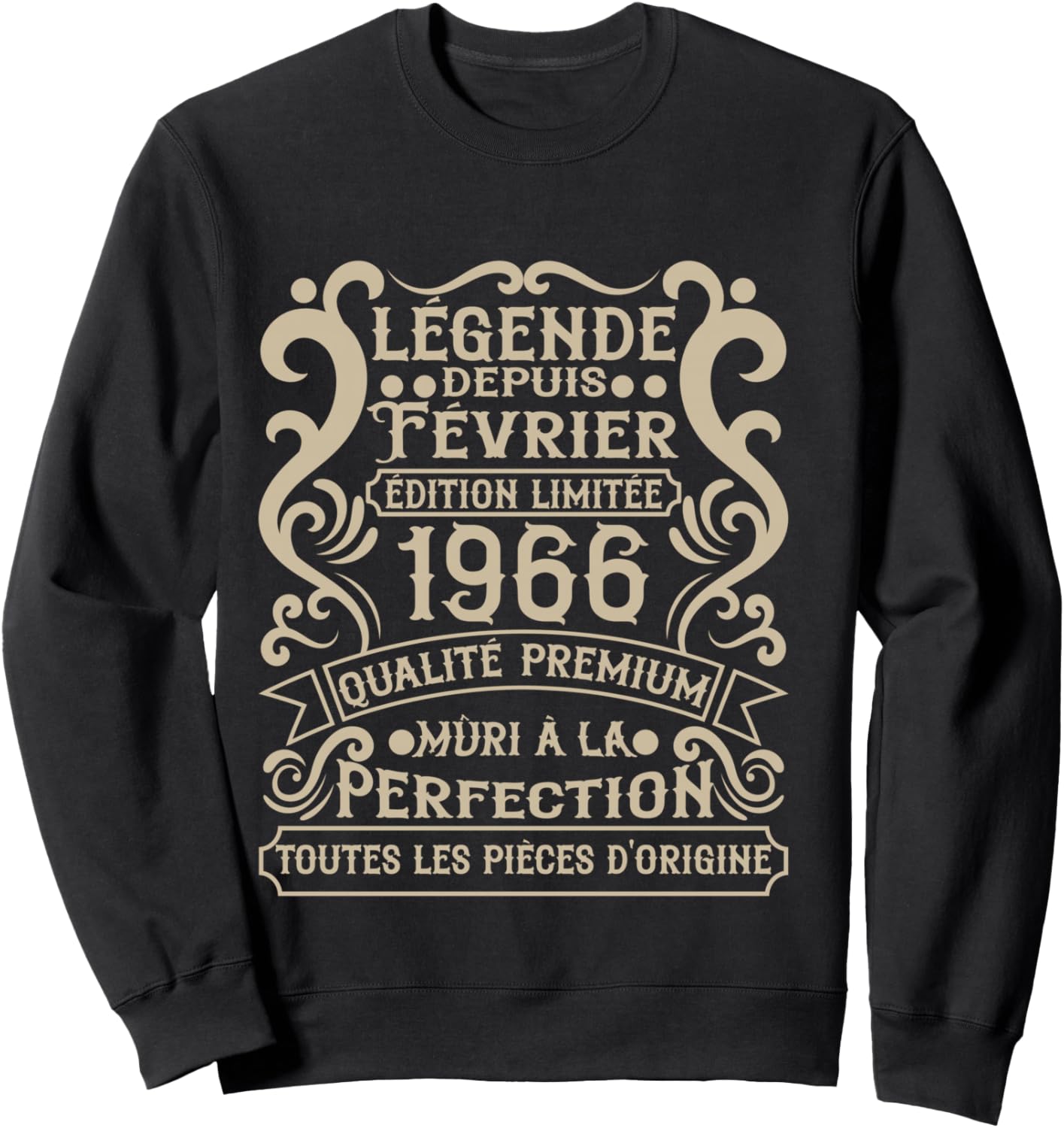 Février 1966-60 Ans Anniversaire Cadeau Vintage 1966 Manche Longue Sweatshirt - Sweatshirt | Black