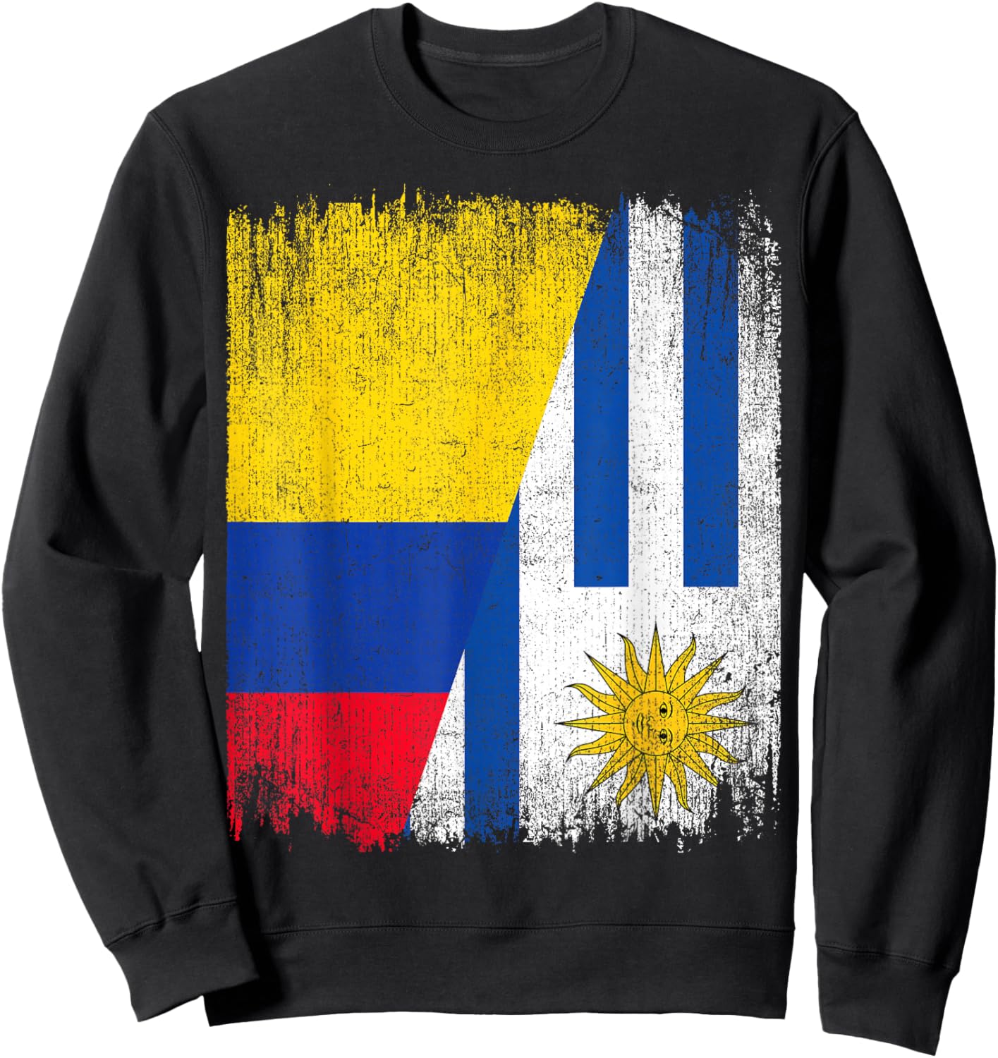 Half Colombia Uruguay Flag Colombian Uruguayan Pride Roots Sweatshirt - Sweatshirt | Black