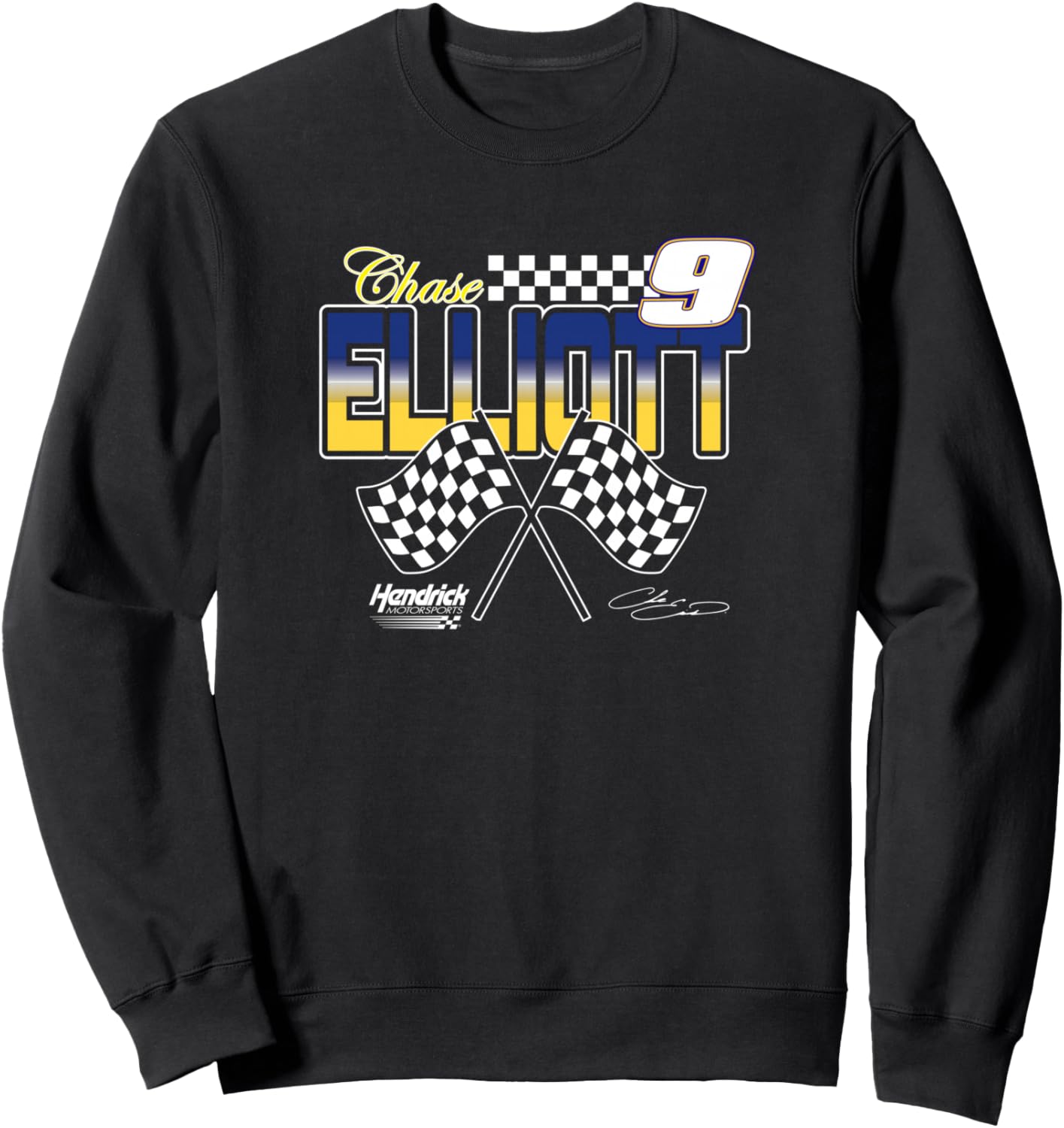 Chase Elliott 9 Flag Hendrick Motorsports Licensed Sweatshirt - Sweatshirt | Black