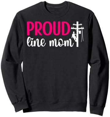 Proud Line Mom Lineman Mom of A Lineman Mama Line Mother Sweatshirt - Sweatshirt | Black
