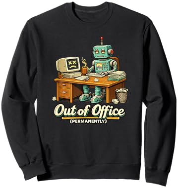 Hors du Bureau Humour de Travail Robot IA drôle Permanent Sweatshirt - Sweatshirt | Black