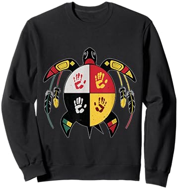 Medicine Wheel Indigenous Native American turtle MMIW Sweatshirt - Sweatshirt | Black
