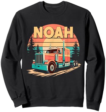 Noah Personalized Nametag Name Tag Semi Truck for NOAH Sweatshirt - Sweatshirt | Black