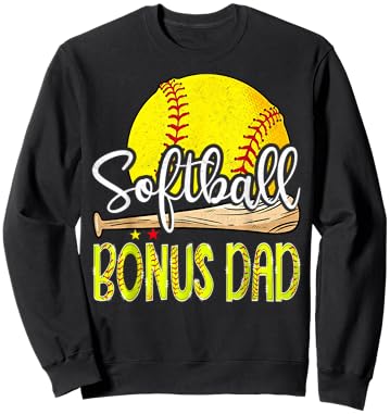Vintage Softball Bonus Dad Softball Player Game Day Sweatshirt - Sweatshirt | Black