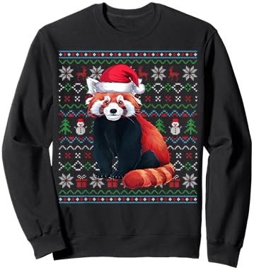 Ugly Red Panda Lovers Xmas Sweater Santa Christmas Sweatshirt - Sweatshirt | Black