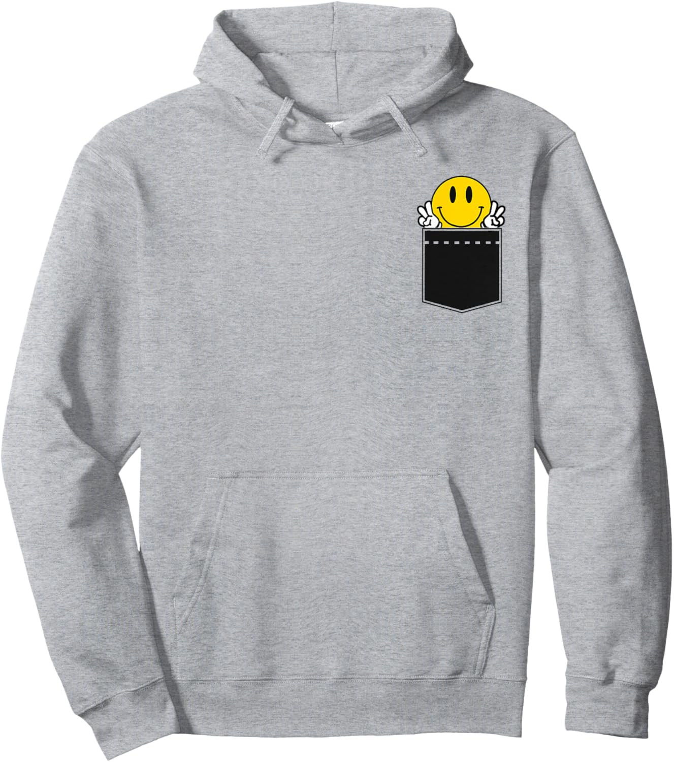 Yellow Smile Face Cute Checkered Peace Smiling Happy Face Hoodie - Hoodie | Ash