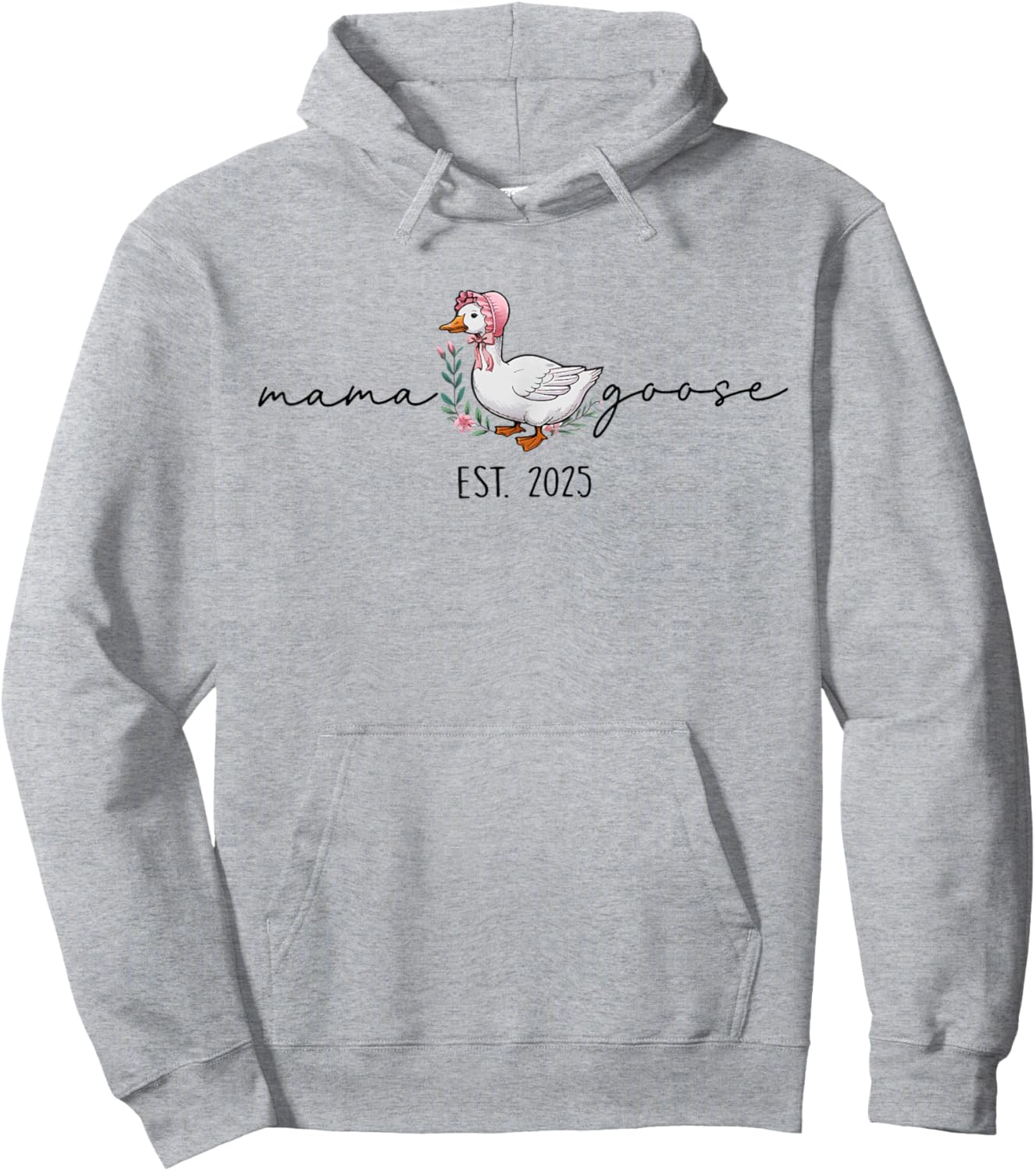 Flora Spring Funny Mama Goose Est 2025 Coquette Mother's Day Hoodie - Hoodie | Ash