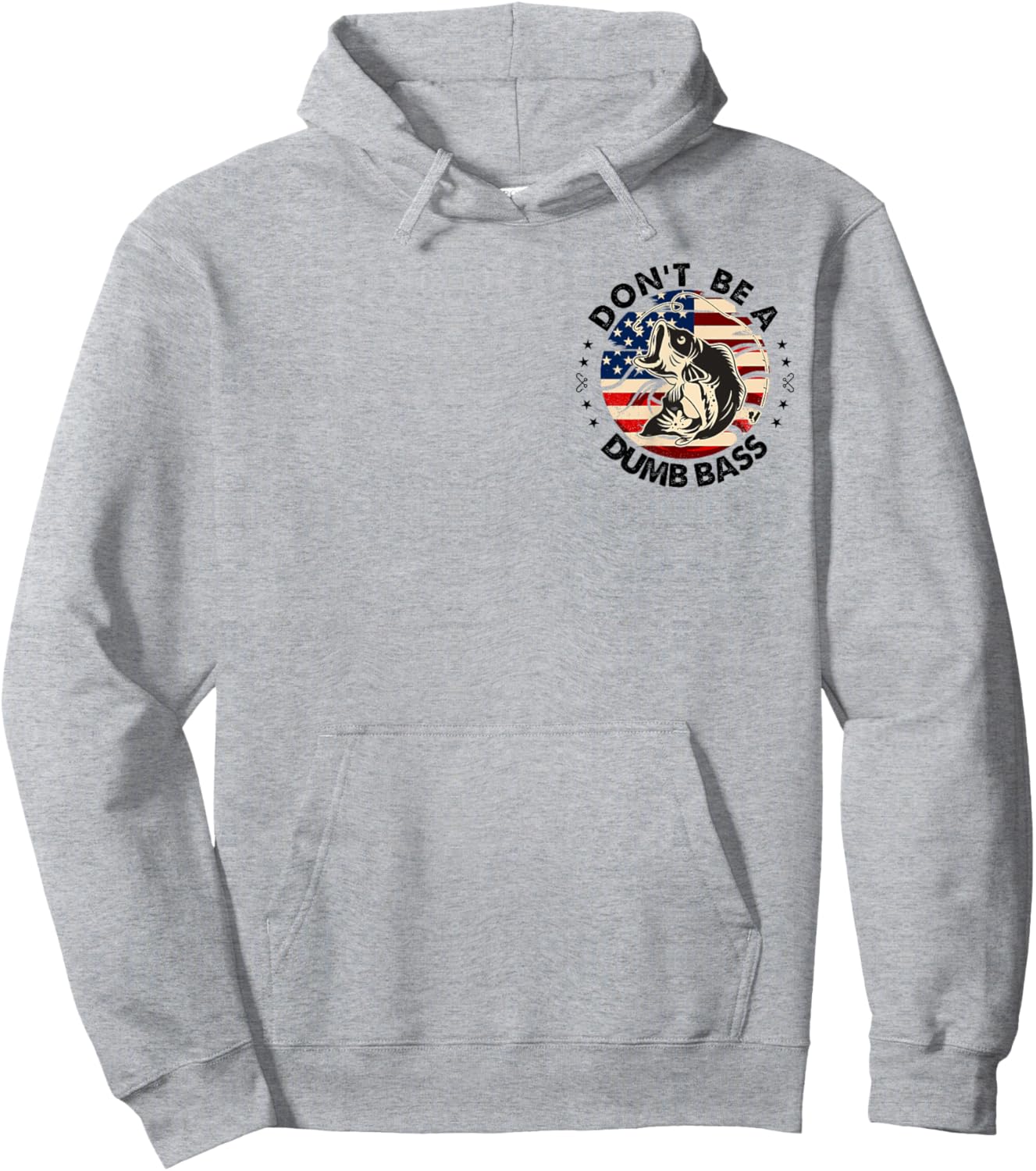 Retro Fishing American Flag Fish Pocket Fisherman Hoodie - Hoodie | Ash