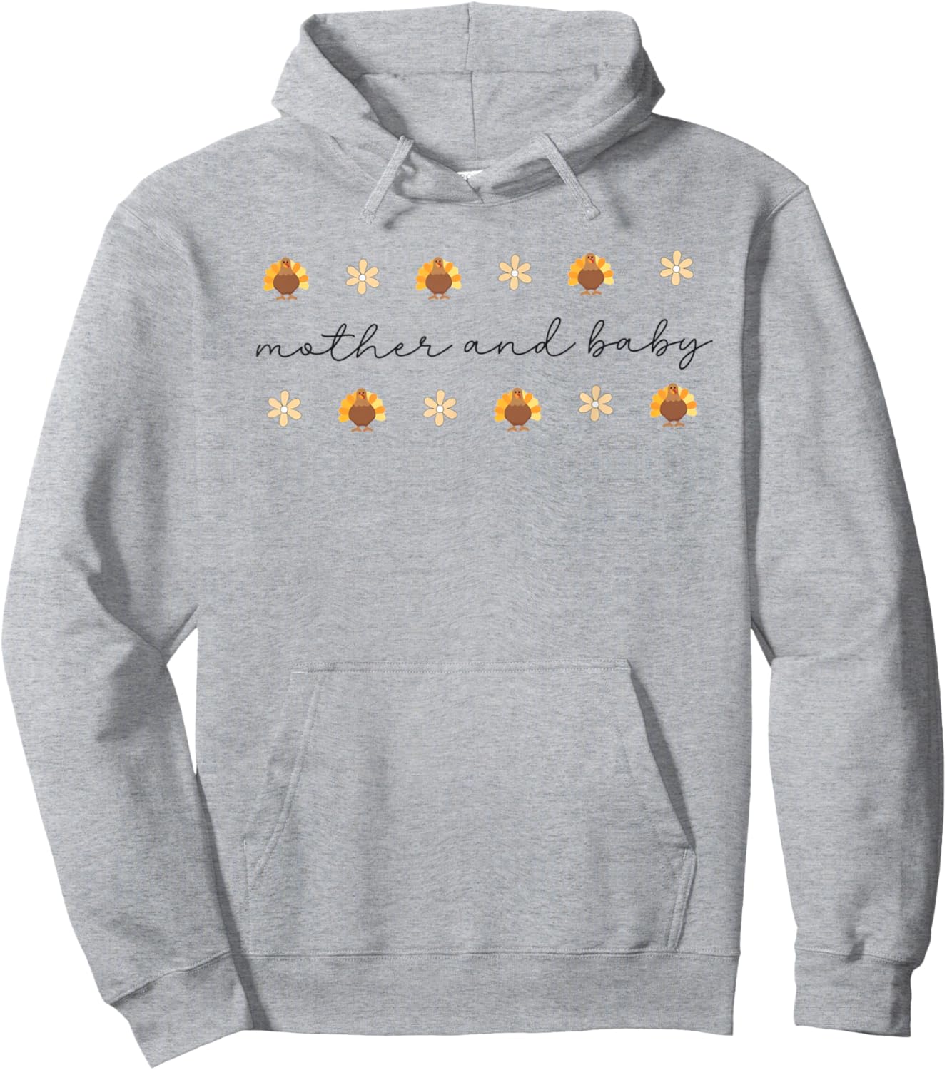 Mother Baby Nurse Thanksgiving Turkey Fall Postpartum Nurse Hoodie - Hoodie | Ash