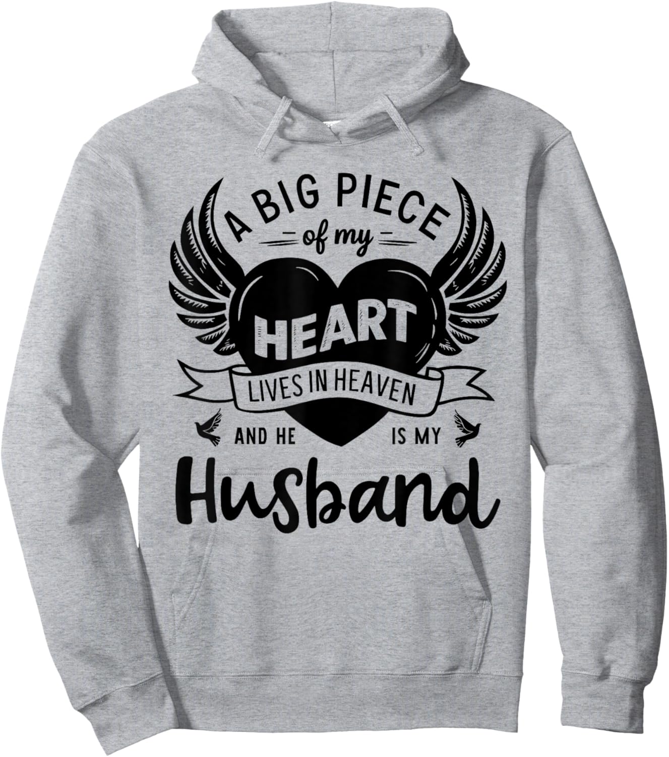 My Heart Lives In Heaven He Is My Husband Guardian Angel Hoodie - Hoodie | Ash