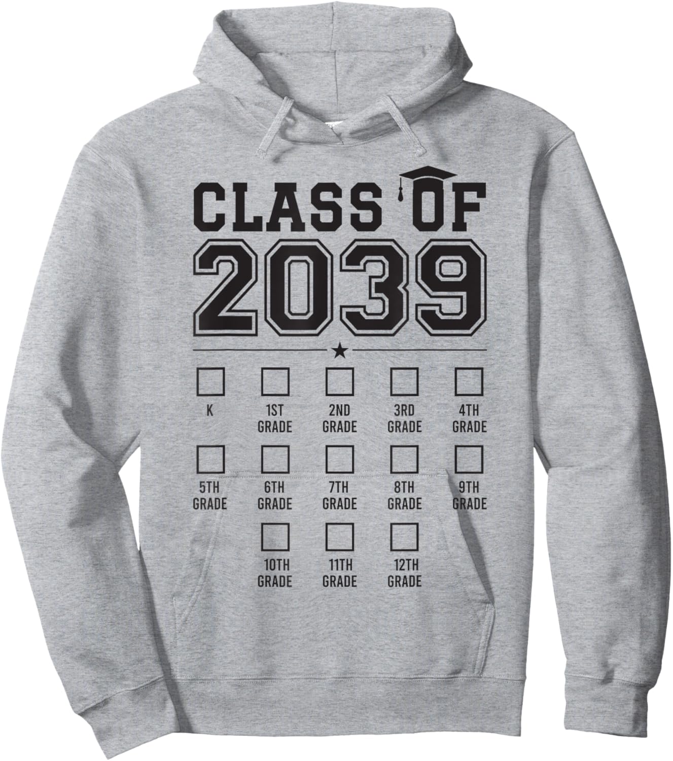 Class of 2039 Grow With Me First Day of School Check Mark Hoodie - Hoodie | Ash