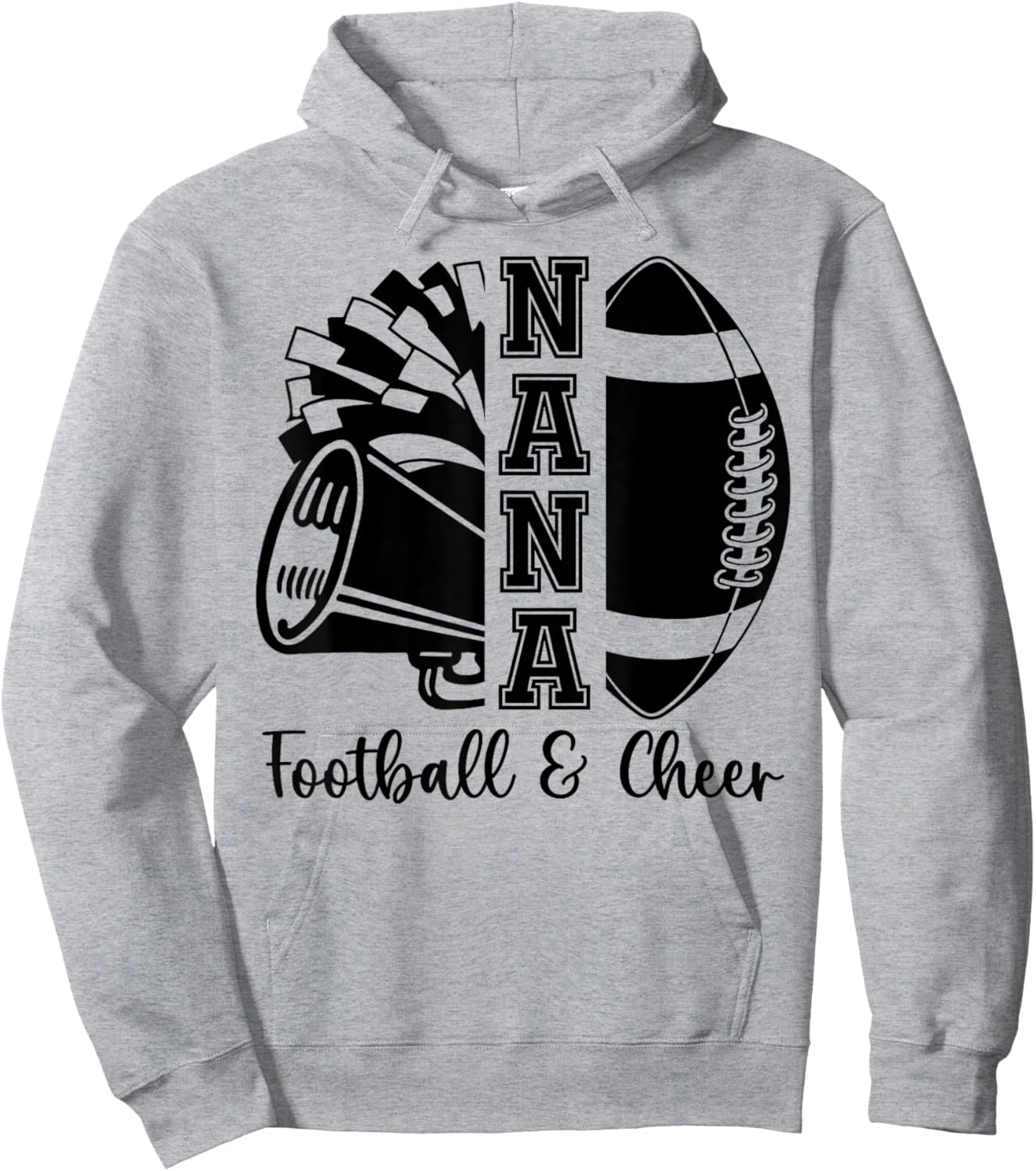 Football Cheer Nana Grandma High School Cheerleader Pom Pom Hoodie - Hoodie | Ash