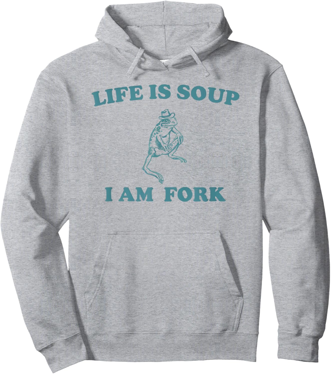 Life Is Soup I Am Fork Frog Funny Retro Meme Vintage Hoodie - Hoodie | Ash