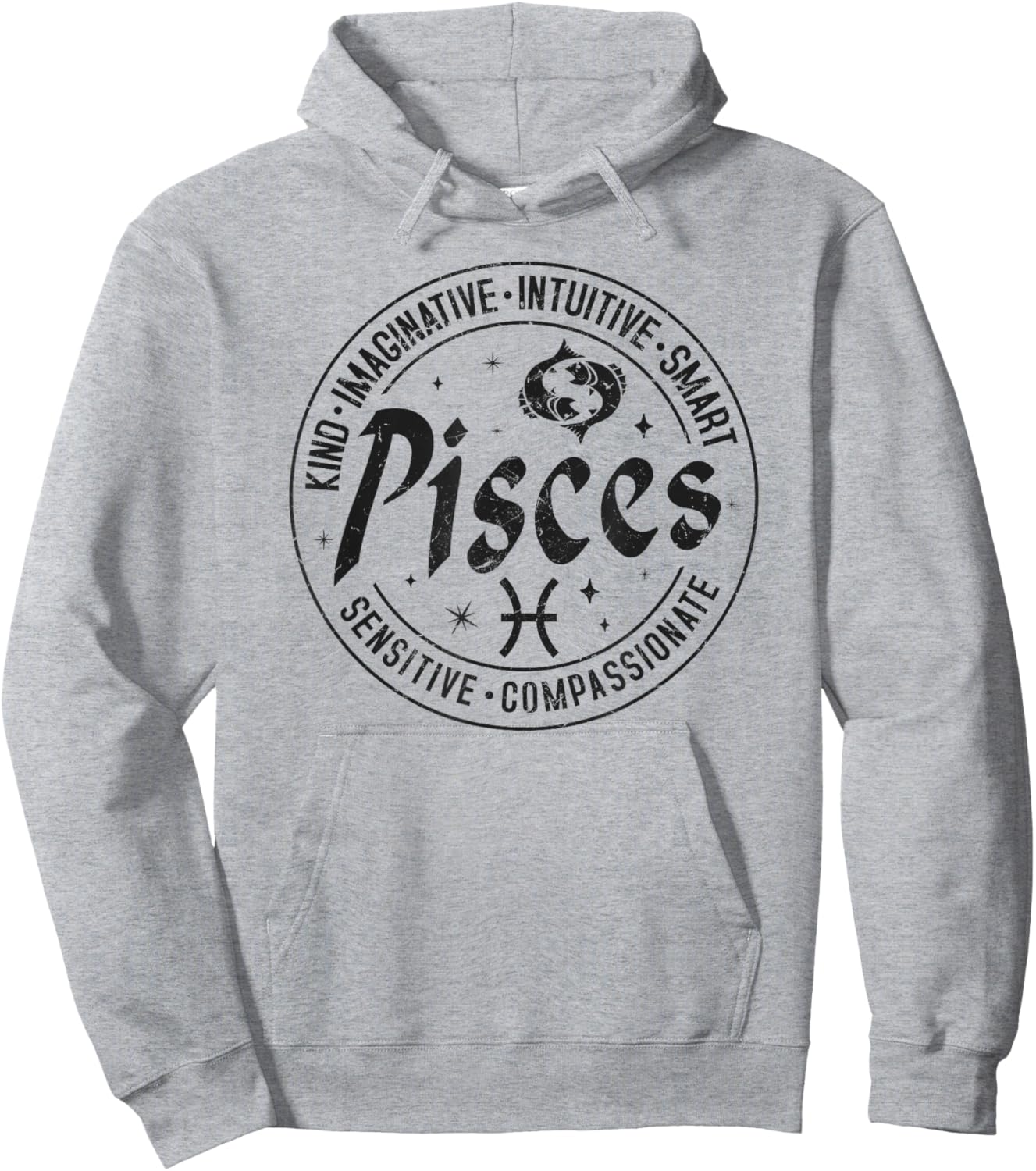 Pisces Virtues Vintage Style Zodiac Design, Pisces Hoodie - Hoodie | Ash