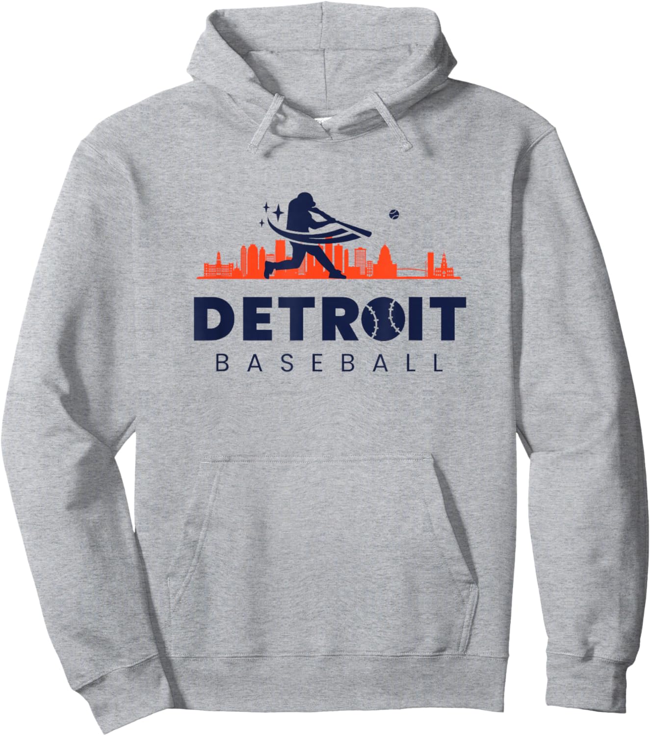 Detroit Baseball Vintage Minimalist Retro Baseball Lover Hoodie - Hoodie | Ash