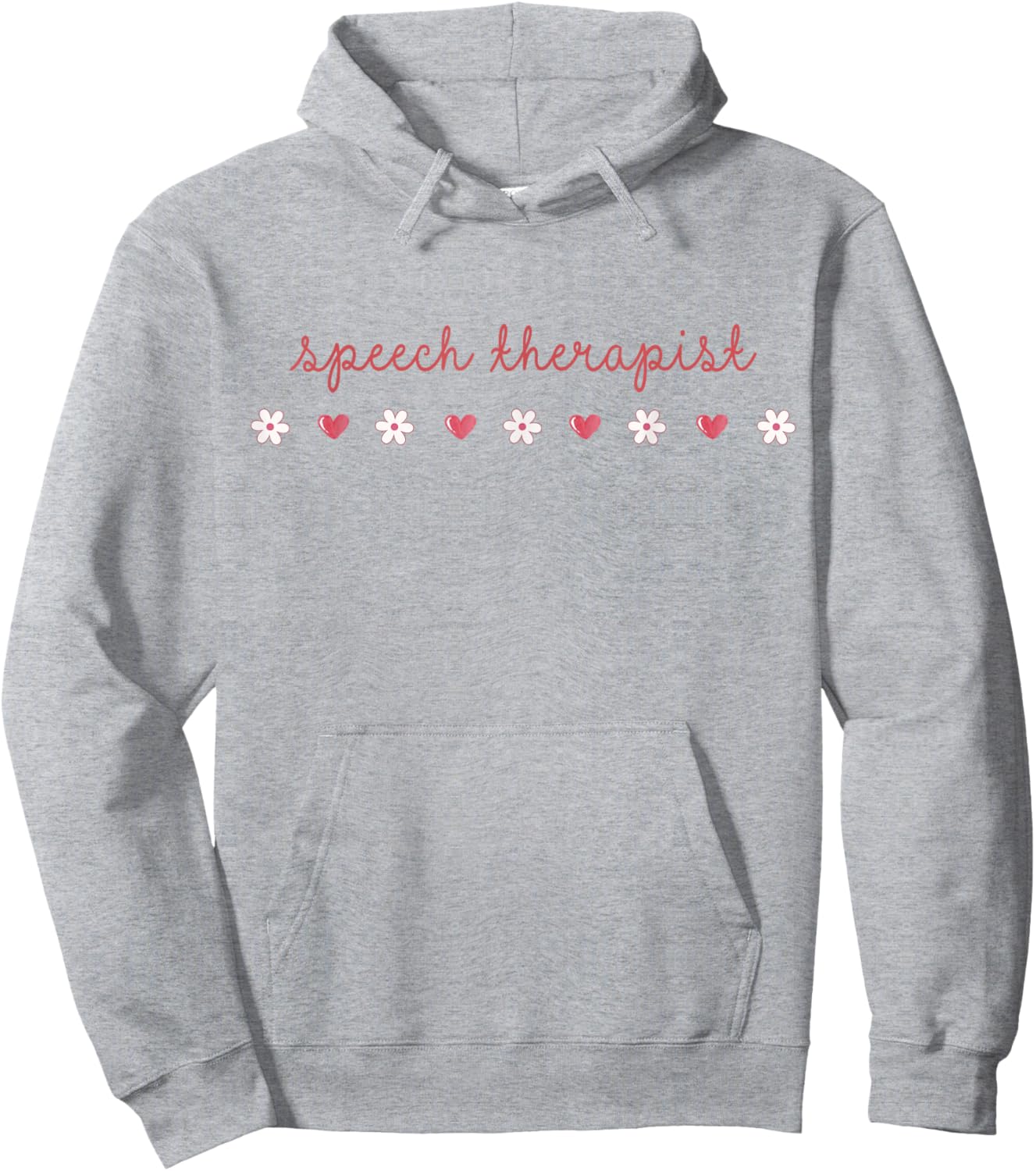 Speech Therapist Valentines Day Daisy SLP Therapy Hearts Hoodie - Hoodie | Ash