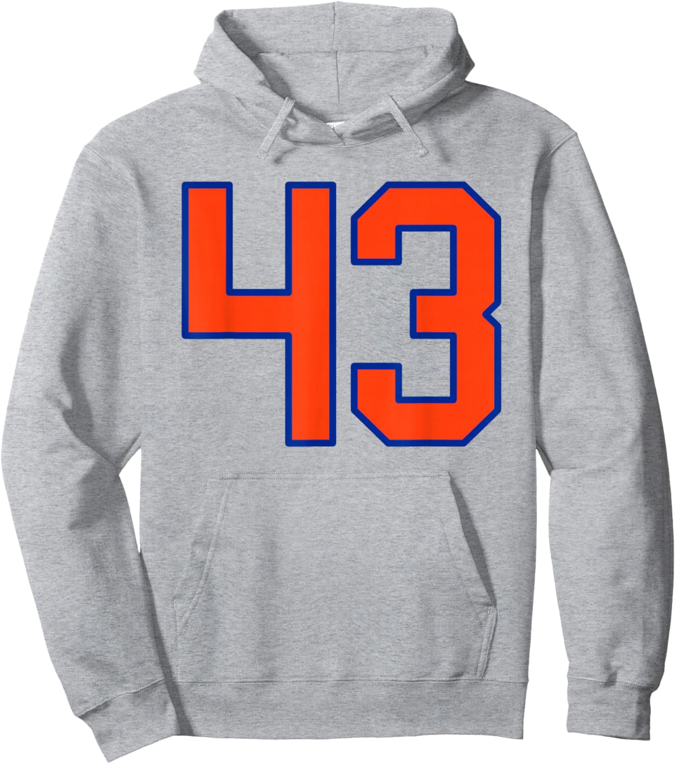 Orange and Blue Sports Number 43 Jersey Uniform Player Hoodie - Hoodie | Ash
