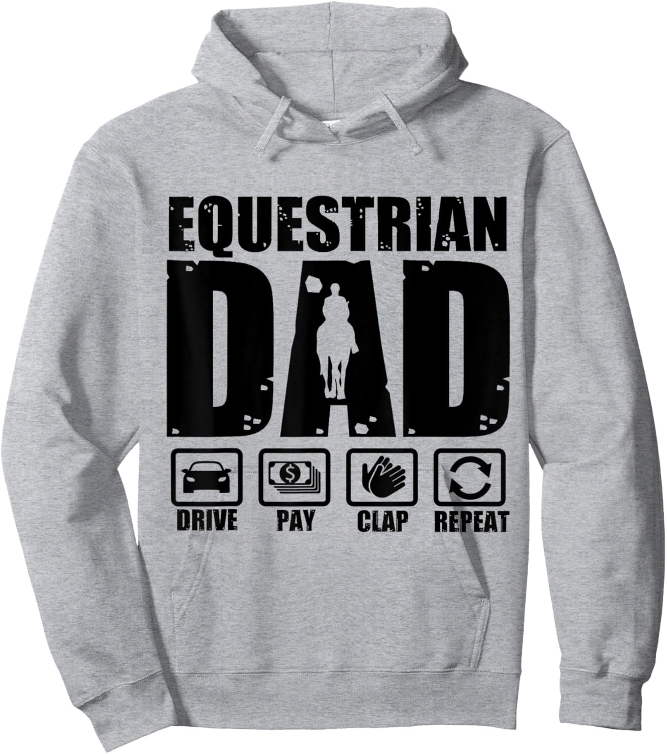 Funny Equestrian Dad Horse Rider Father Humor Fathers Day Hoodie - Hoodie | Ash