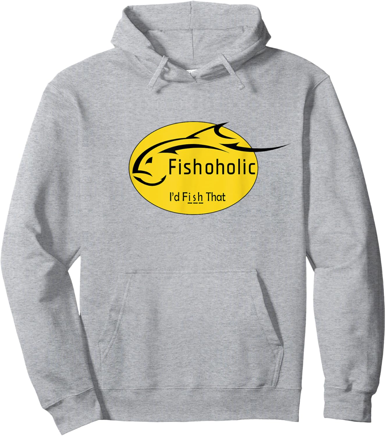 Fishoholic - Fish Logo -Adults Fishing , Grey, Small, Short Sleeve, Classic Fit Hoodie - Hoodie | Ash