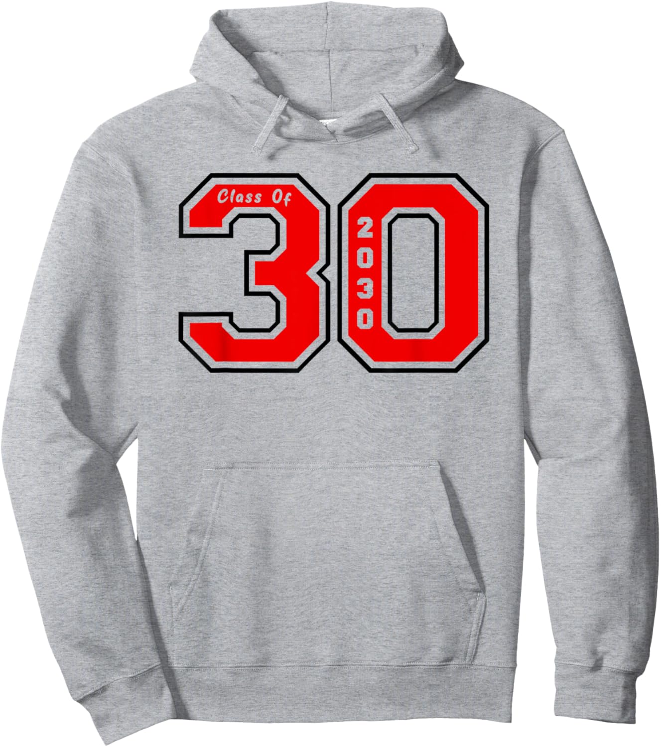 Class of 30 - Jersey Style Red Class of 2030 Graduate Gift Hoodie - Hoodie | Ash