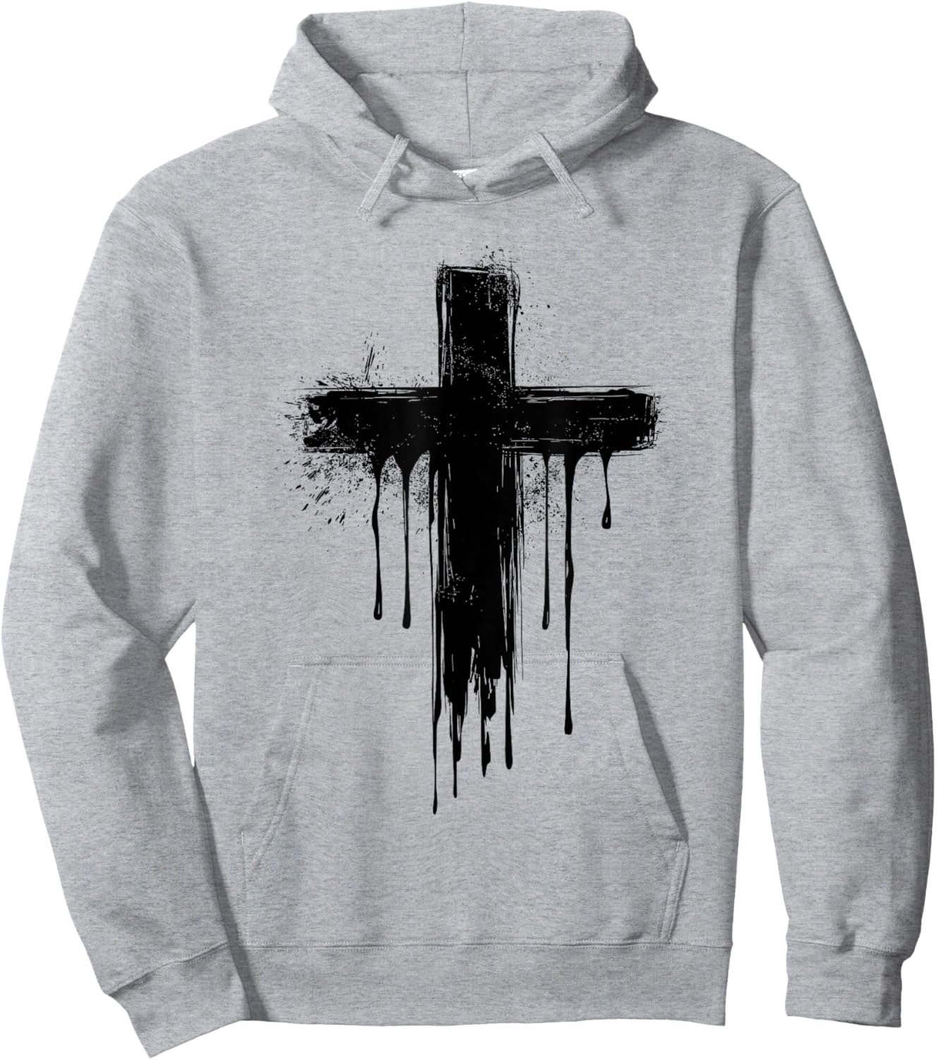 Christian Dripping Cross Hoodie - Hoodie | Ash