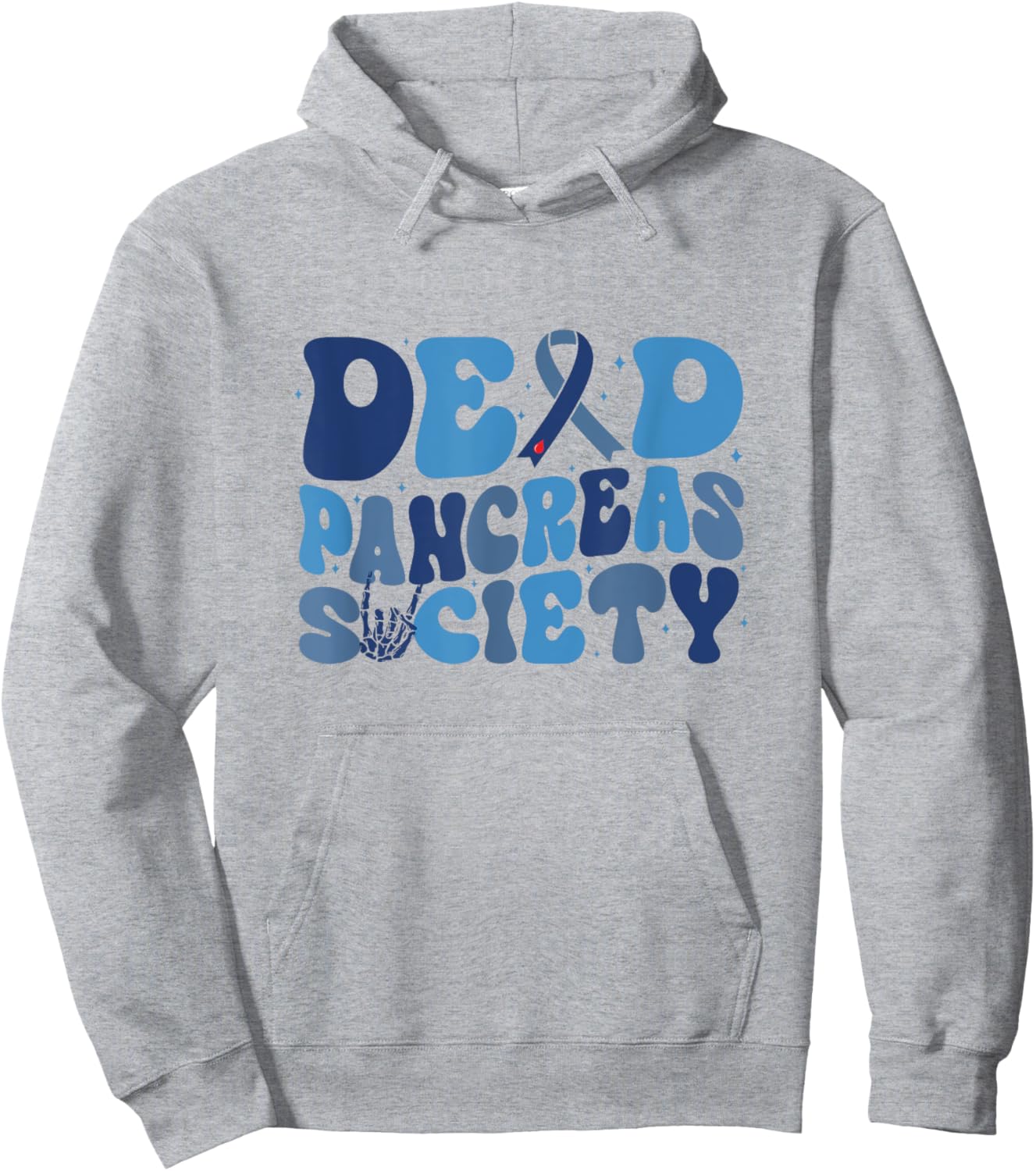 Retro Dead Pancreas Society Funny T1D Diabetes Awareness Hoodie - Hoodie | Ash