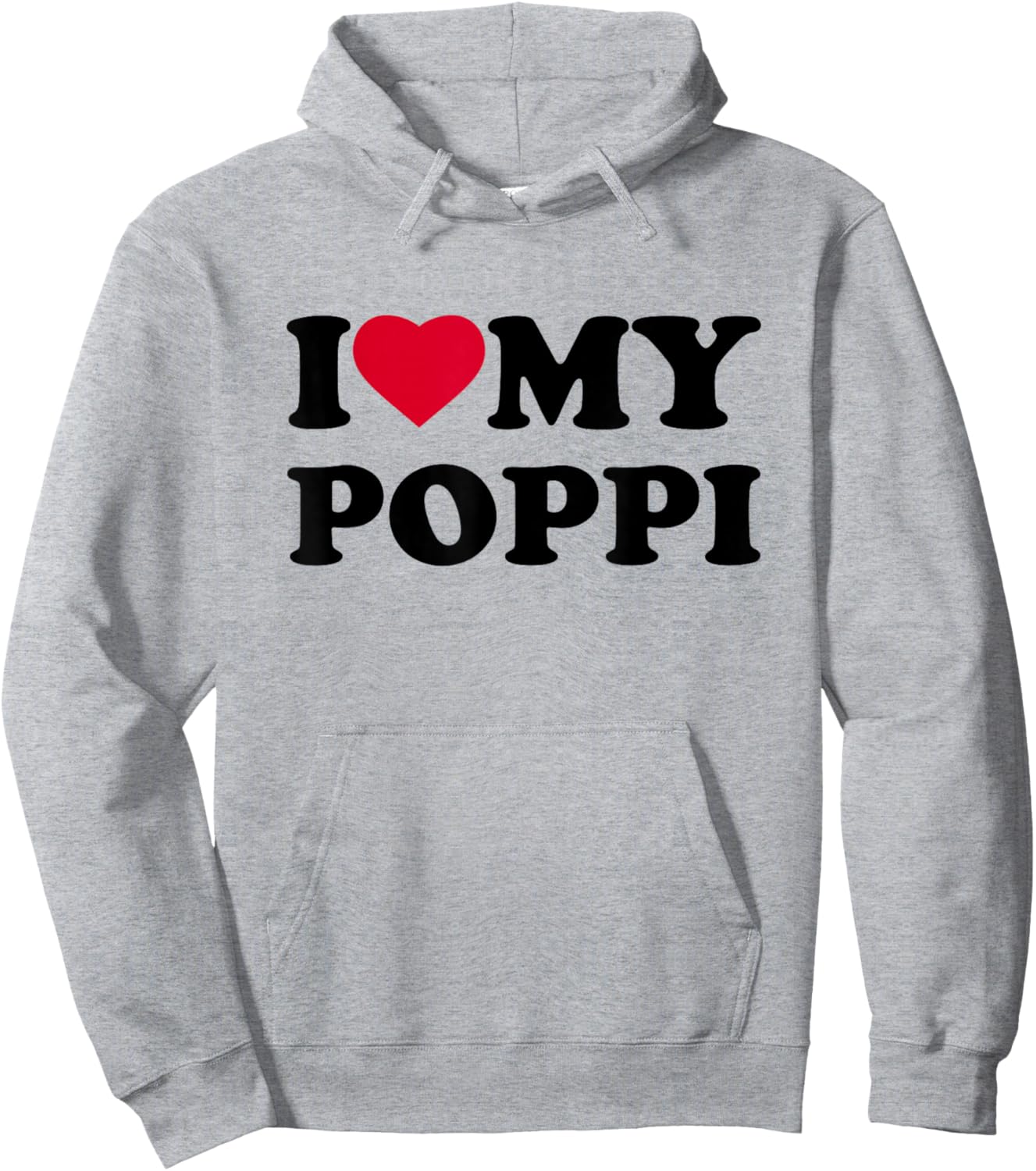 I Love My Poppi Heart Family Grandpa Hoodie - Hoodie | Ash