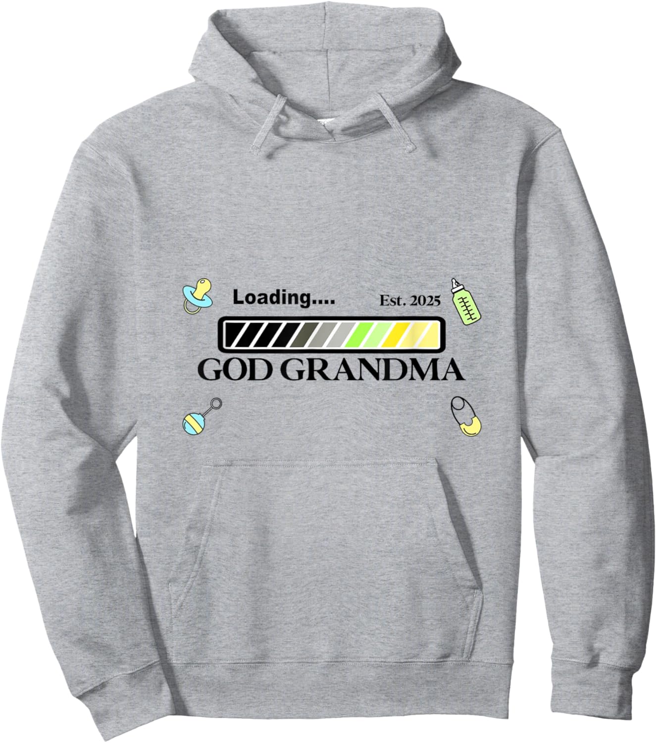 New baby shower 2025 Loading God Grandma grandmother pastel Hoodie - Hoodie | Ash
