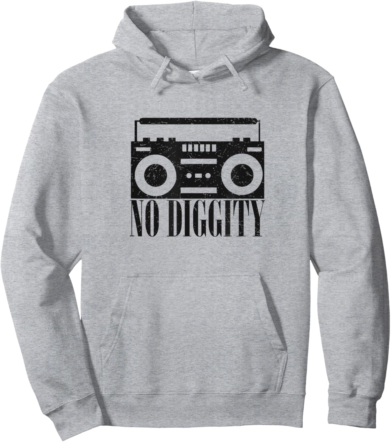 "No Diggity" Retro Boombox Graphic Old School Hip Hop Hoodie - Hoodie | Ash
