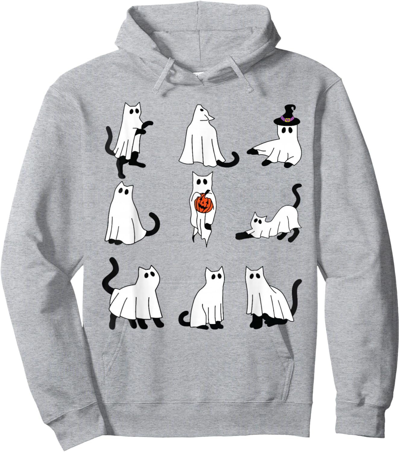 Cute Ghost Cat Funny Halloween Outfit Costumes Black Cat Hoodie - Hoodie | Ash