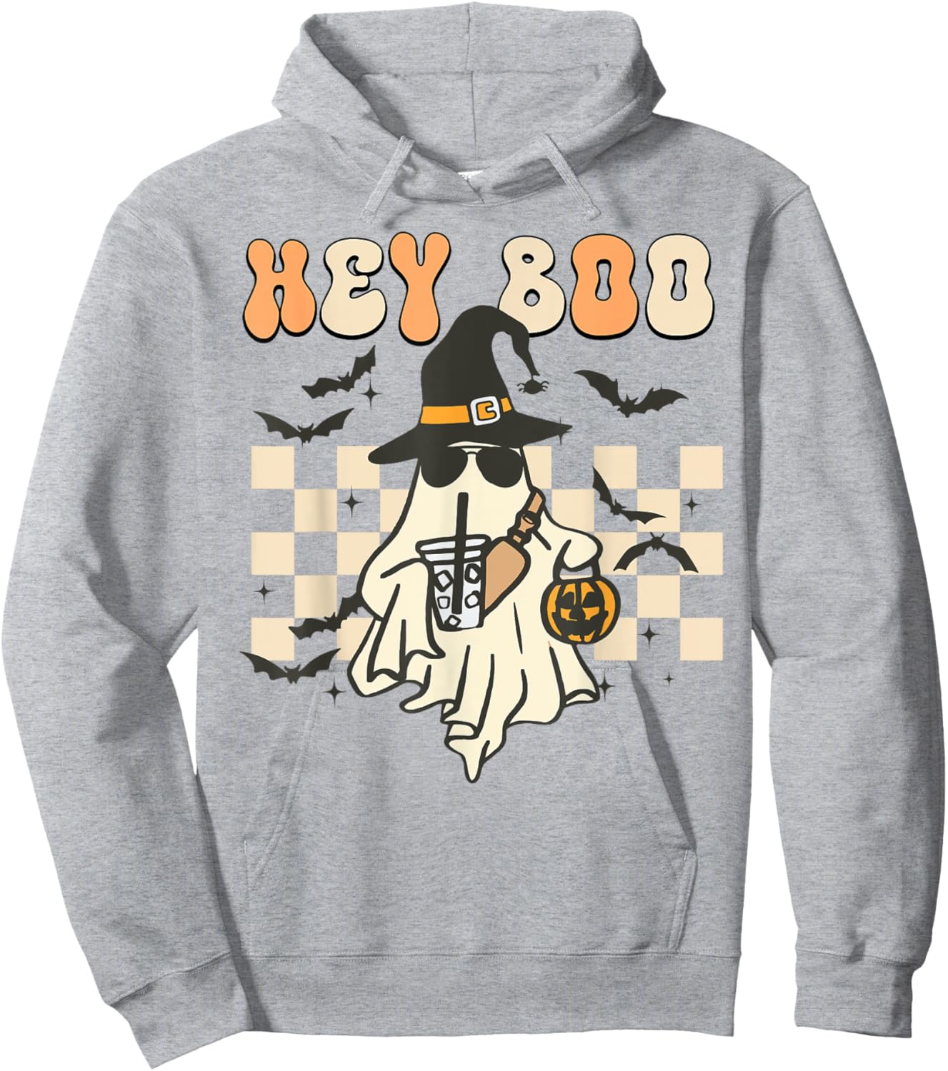 Funny Hey-Boo Shirt Toddler Boy Men Halloween Ghost Coffee Hoodie - Hoodie | Ash