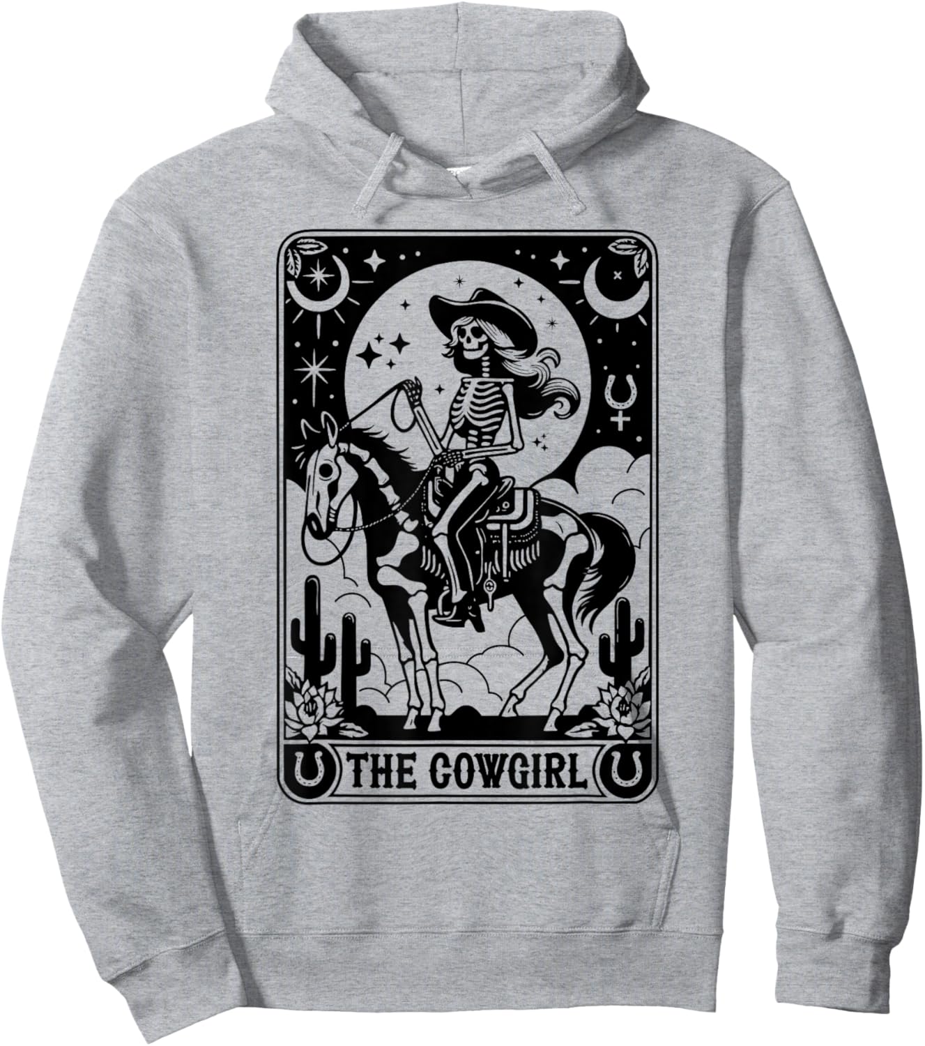 Skeleton Cowgirl Riding Horse Tarot Card Gothic Halloween Hoodie - Hoodie | Ash