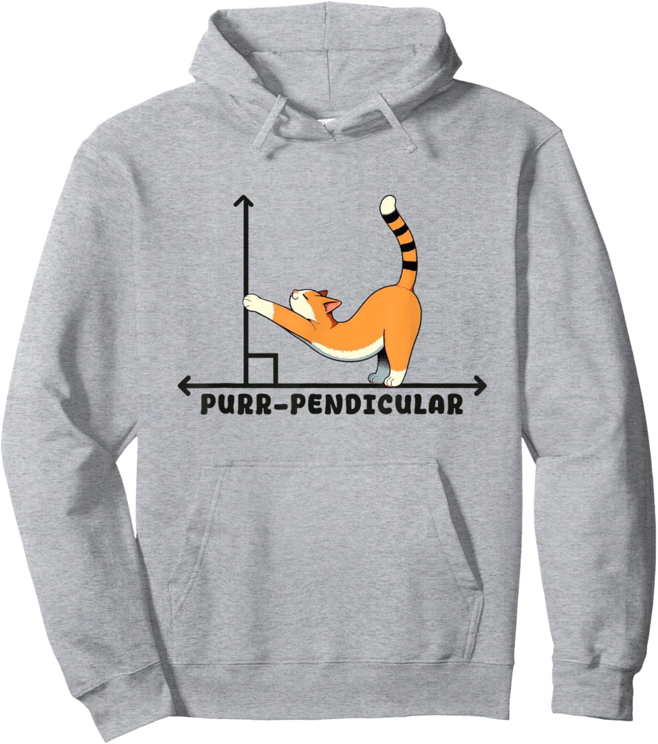 Cute Math Cat Lover Purr-Pendicular Kitten Math Pun Geometry Hoodie - Hoodie | Ash