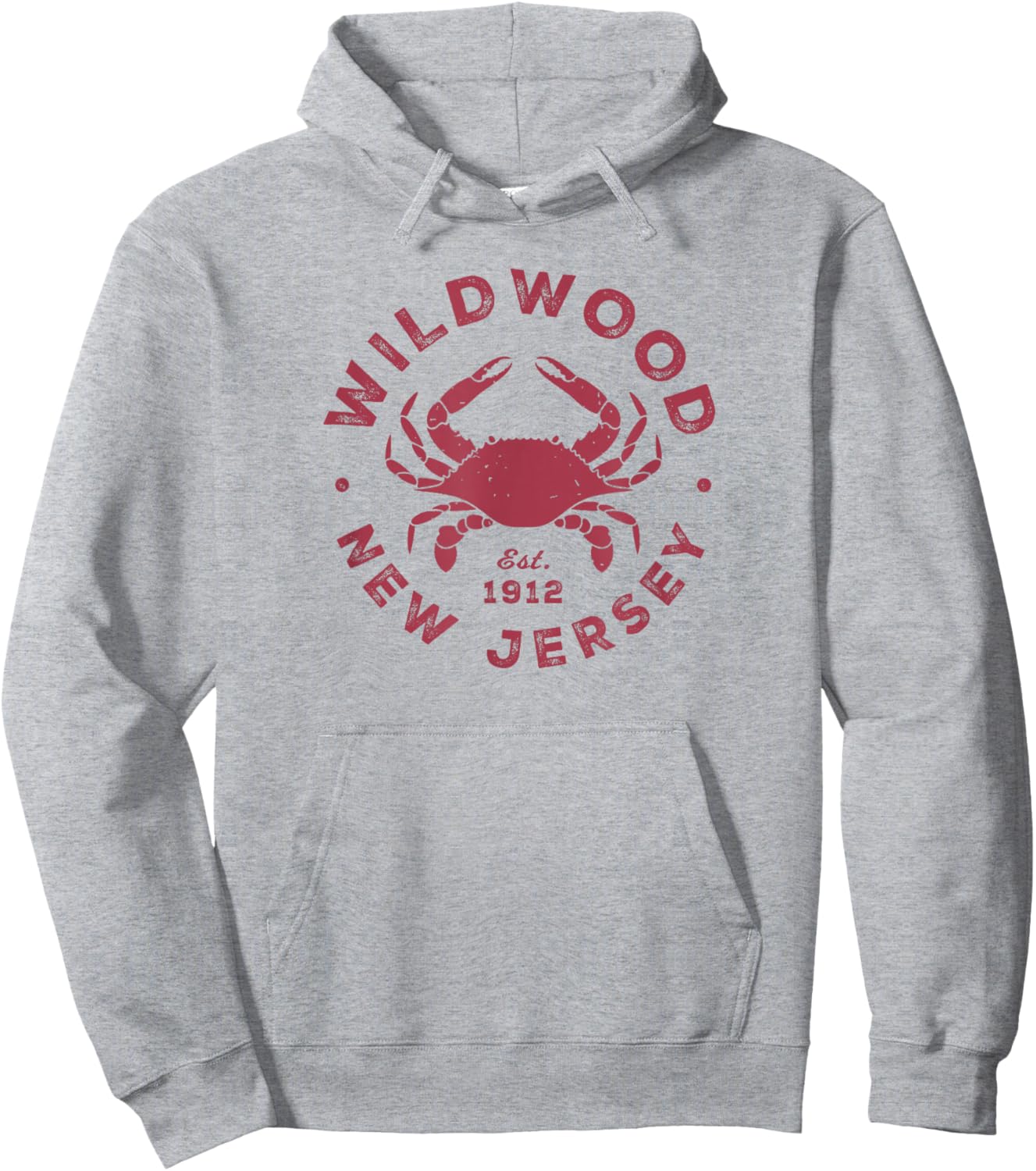 Vintage Wildwood New Jersey Atlantic Crab Beach Souvenir Hoodie - Hoodie | Ash