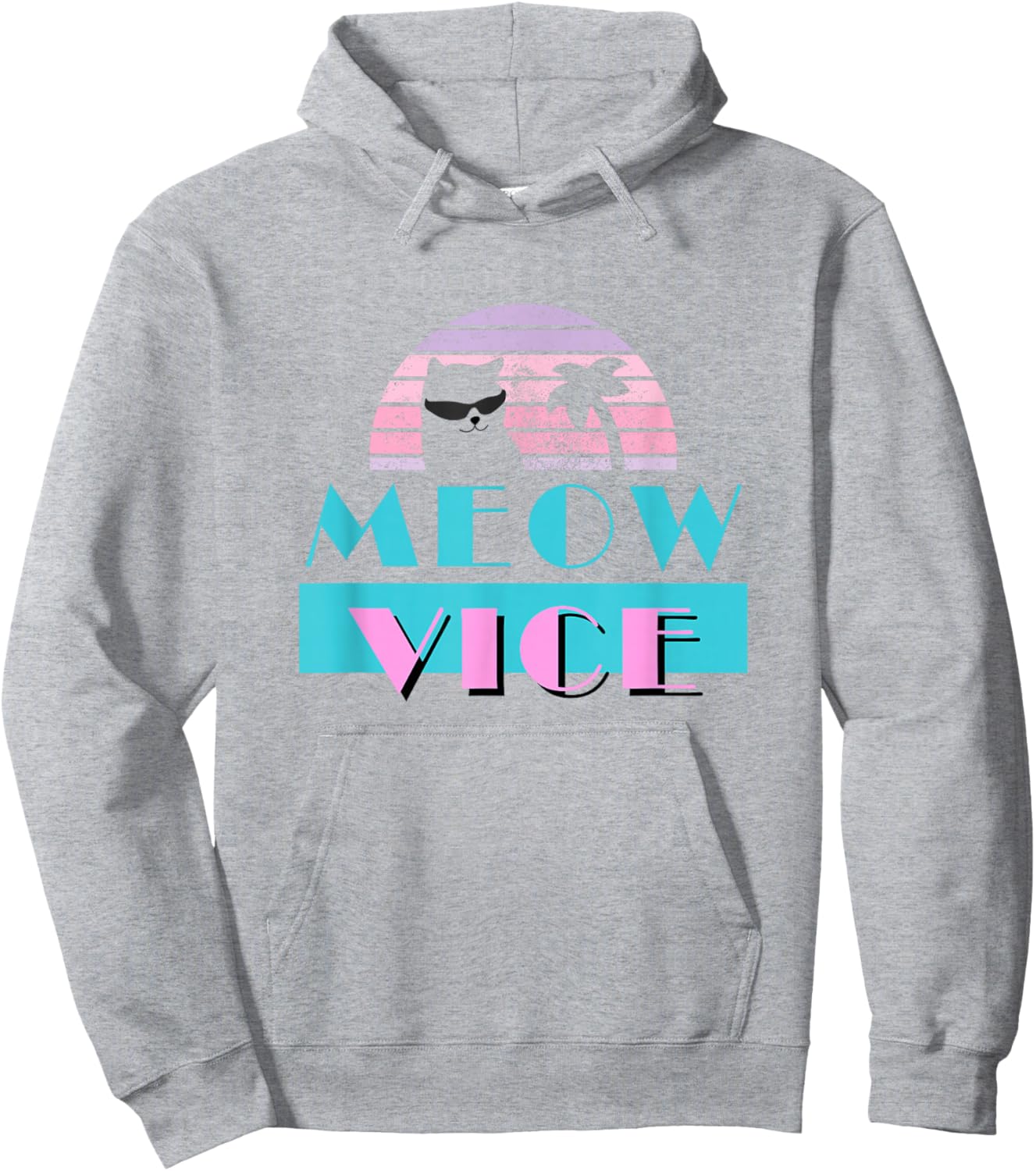 Meow Vice | Retro MIAU Mitze Cat kKtten Miami Felines Hoodie - Hoodie | Ash