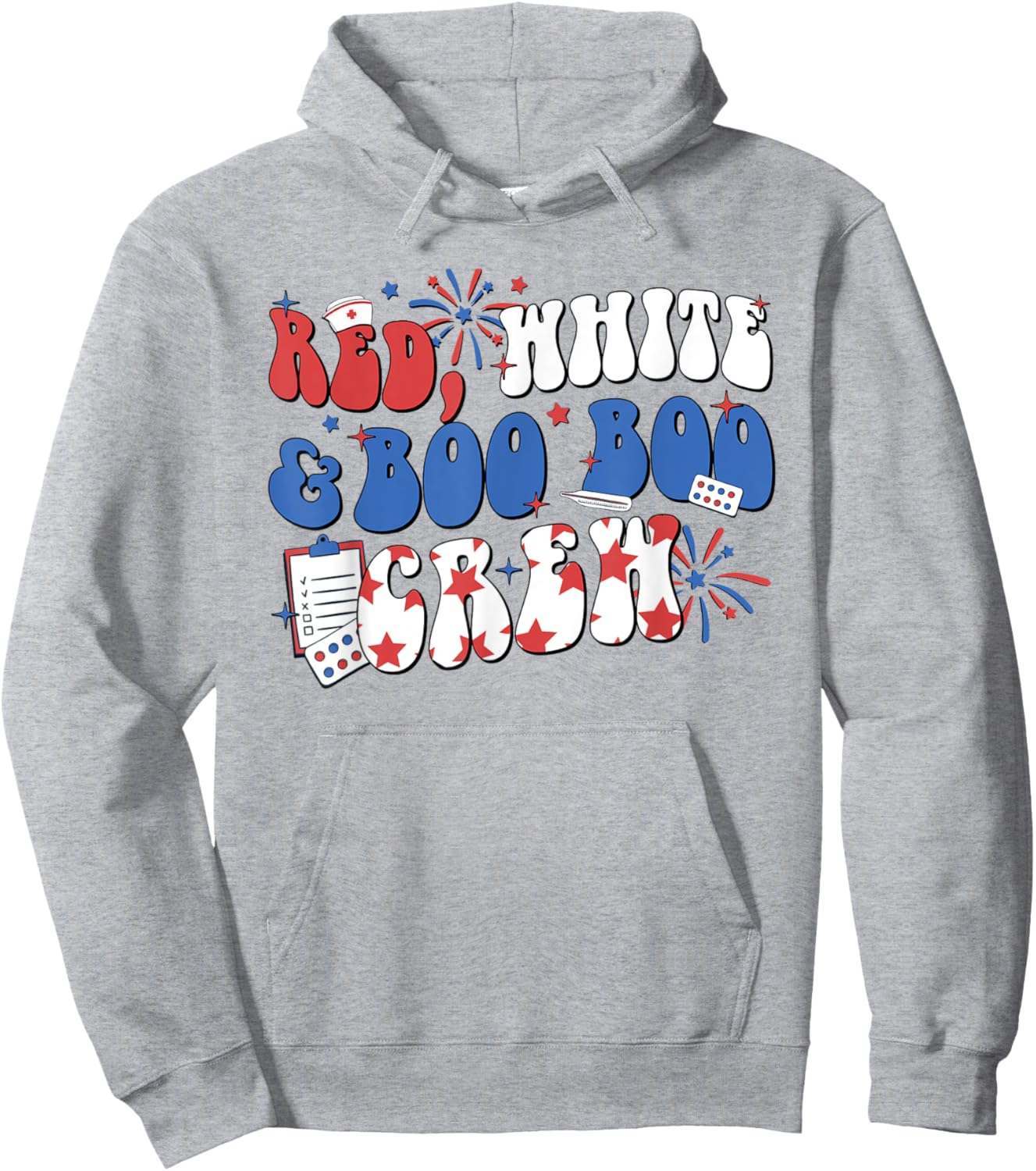 Retro Red White Boo Boo Crew 4th Of July Nurse Otho Tech Men Hoodie - Hoodie | Ash