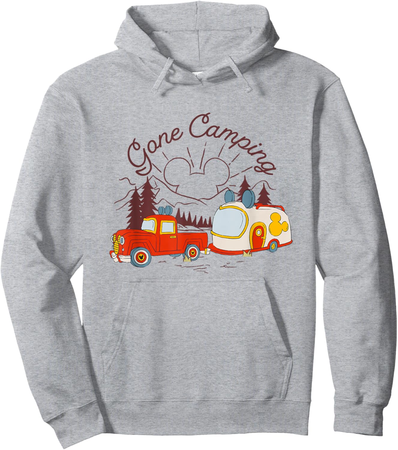 Disney Mickey and Friends Gone Camping Retro Trailer Hoodie - Hoodie | Ash