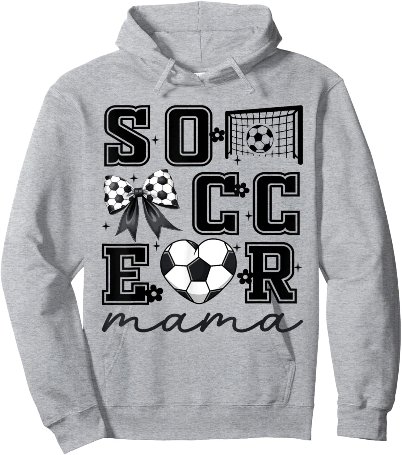 Soccer Mama Coquette Bow Funny Soccer Cheer Mama Hoodie - Hoodie | Ash