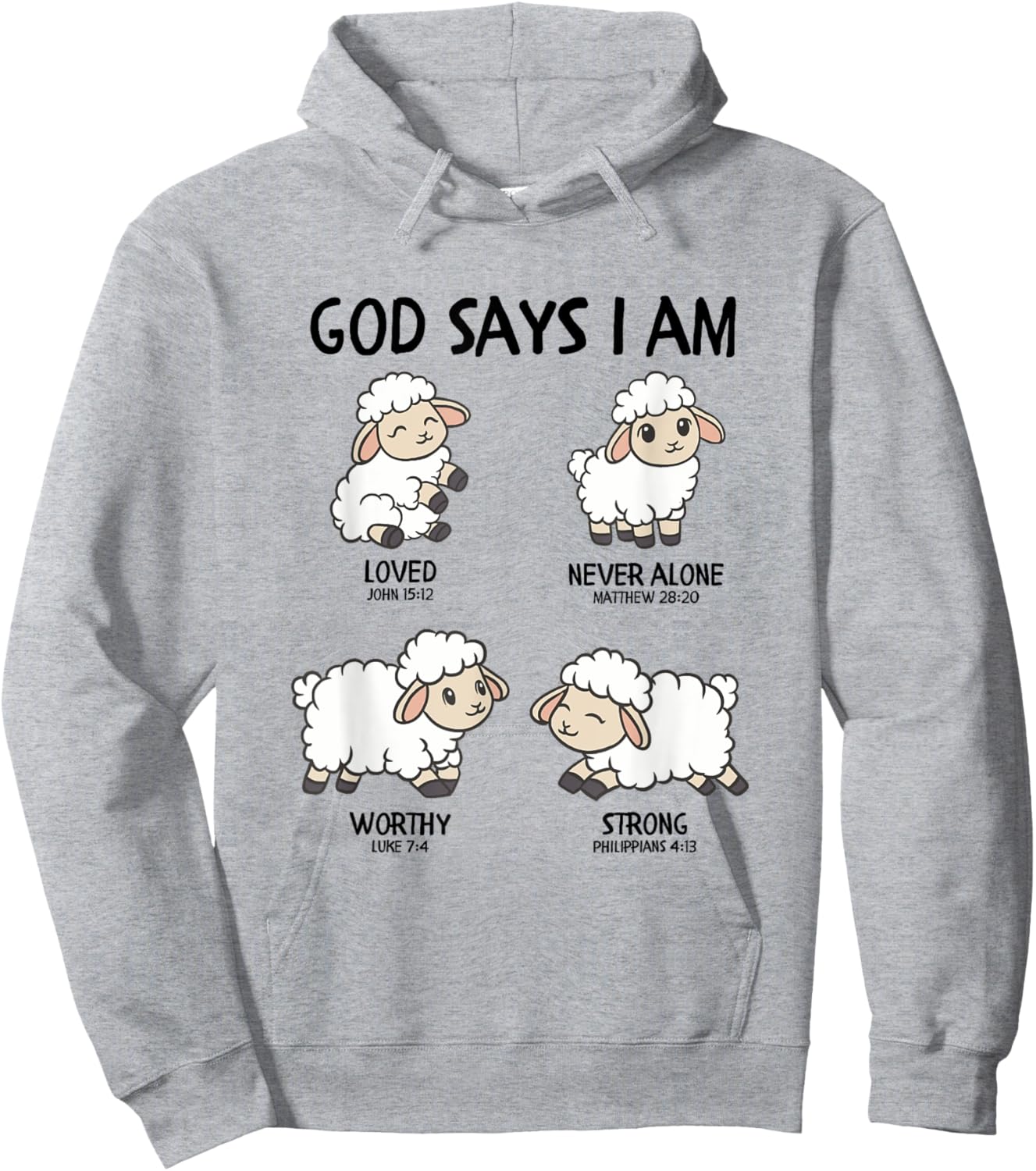 God Says I Am Sheep Toddler Kids Farm Bible Verse Hoodie - Hoodie | Ash